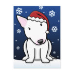 Kawaii White Bull Terrier Christmas Postcard