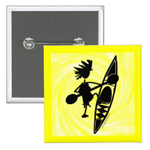 Kayak Canoe Joyful Silhouette Button