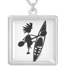Kayak Canoe Joyful Silhouette Pendant