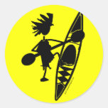 Kayak Canoe Joyful Silhouette Round Stickers