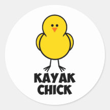 Kayak Chick Round Sticker