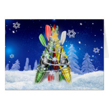 Kayak Christmas Tree - Greeting Card