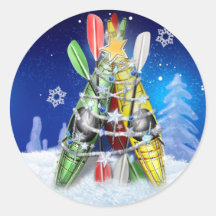 Kayak Christmas Tree - Stickers