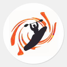kayak Waters Rising Round Sticker