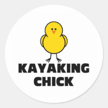 Kayaking Chick Round Stickers