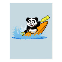 Kayaking Panda Postcard