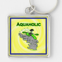 Kayaking Whitewater Silhouette Keychains