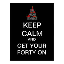 KEEP CALM 40th Birthday Mod Postcard (Black)
