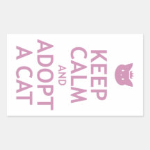 Keep Calm and Adopt A Cat Rectangle Sticker