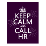 Keep Calm and Call HR (any colour) Post Card