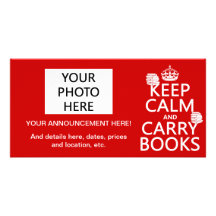 Keep Calm and Carry Books (in any colour) Photo Cards