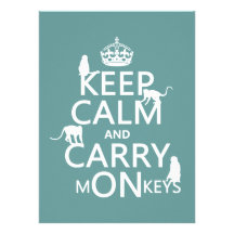 Keep Calm and Carry mONkeys - all colours Personalised Invite