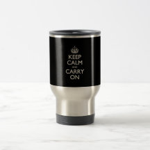Keep Calm And Carry On - Black And White Pattern Mug