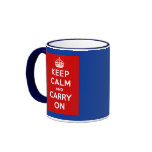 Keep Calm and Carry On British Poster on T shirts mugs