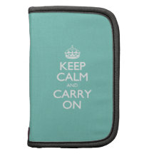 Keep Calm And Carry On - Cockatoo Mint. White Text Folio Planners