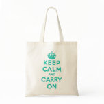 Keep Calm and Carry On Cyan Bag