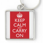 Keep Calm And Carry On: Fire Engine Red keychains