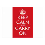 Keep Calm And Carry On: Fire Engine Red Post Card