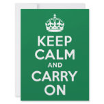 Keep Calm and Carry On Green invitations