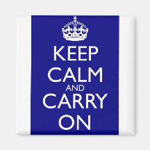 Keep Calm And Carry On: Navy Blue Fridge Magnet