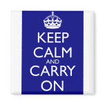 Keep Calm And Carry On: Navy Blue magnets
