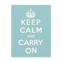 Keep Calm and Carry On on Light Blue Postcard
