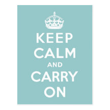 Keep Calm and Carry On on Light Blue Postcard