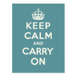 Keep Calm And Carry On Post Card