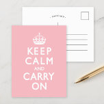 Keep Calm and Carry On: Rose Pink postcards