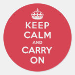 Keep Calm And Carry On Round Sticker