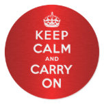 Keep Calm And Carry On Round Sticker