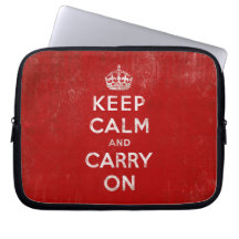 Keep Calm and Carry On, Vintage Red and White Computer Sleeves