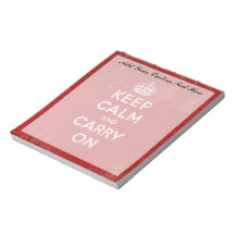 Keep Calm and Carry On, Vintage Red and White Scratch Pad
