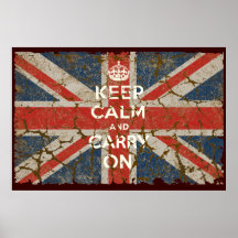 Keep Calm and Carry On with UK  Flag Print