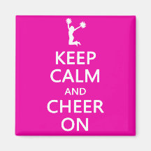 Keep Calm and Cheer On, Cheerleader Pink Fridge Magnets