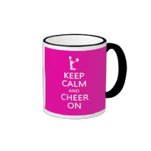 Keep Calm and Cheer On, Cheerleader Pink Coffee Mugs
