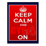 Keep Calm and Cycle on British Cycling Post Card