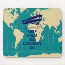 Keep Calm and Discover On motivational fun print Mousepad