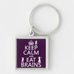 Keep Calm and Eat Brains (zombies) (any colour) Key Chains