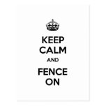 Keep Calm and Fence On Post Card