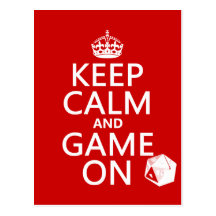 Keep Calm and Game On - dice - all colours Postcards
