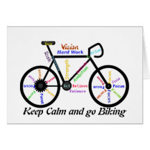 Keep Calm and go Biking, with Motivational Words Card