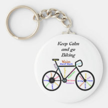 Keep Calm and go Biking, with Motivational Words Key Chain