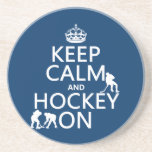 Keep Calm and Hockey On (in any colour) Drink Coaster