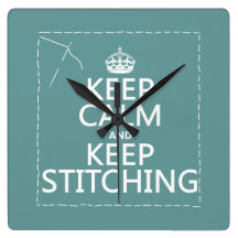 Keep Calm and Keep Stitching (all colours) Wall Clocks