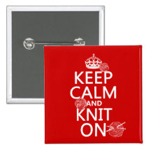 Keep Calm and Knit On - all colours Buttons