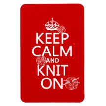 Keep Calm and Knit On - all colours Rectangular Magnets