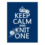 Keep Calm and Knit One - all colours Post Card