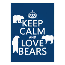 Keep Calm and Love Bears (in all colours) Personalized Invitation