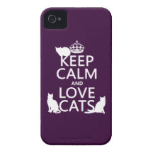 Keep Calm and Love Cats (in any colour) iPhone 4 Cases